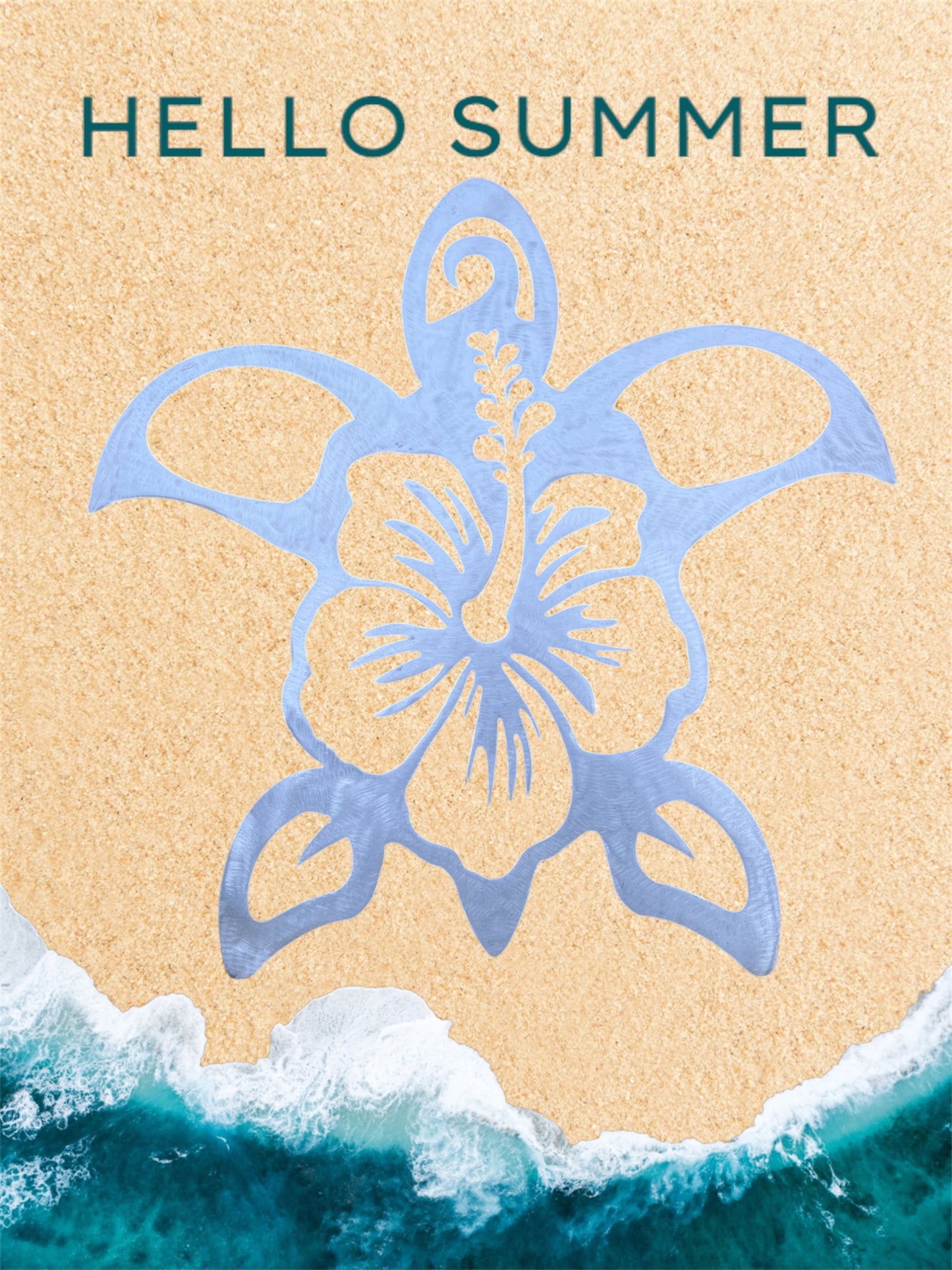 Sea Turtle Hibiscus Metal Sign/Wall Art