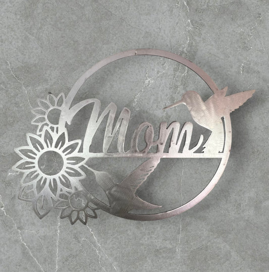 Hummingbird Mom Garden Decorative Metal Sign