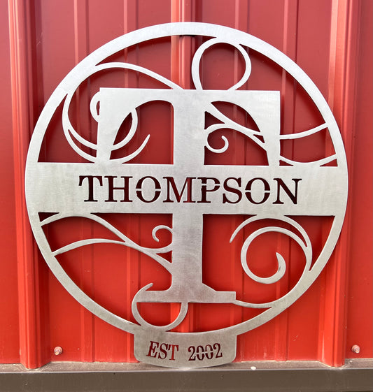 Custom Monogram Metal Sign