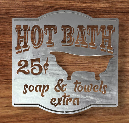 Vintage Hot Bath 25 Cents Metal Sign/Wall Art