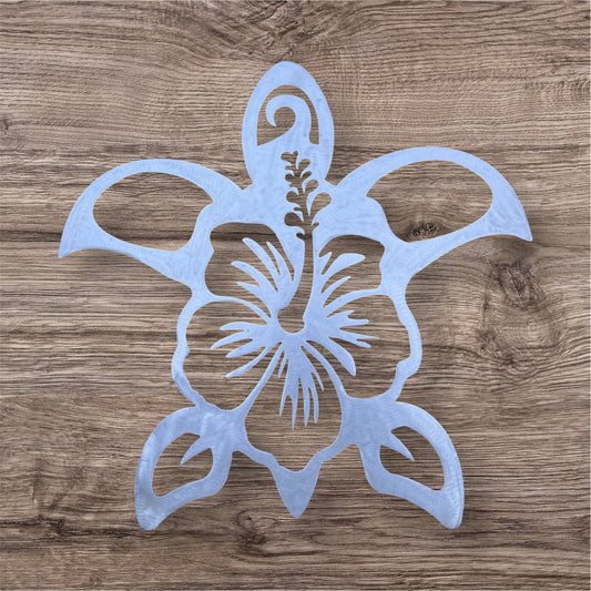 Sea Turtle Hibiscus Metal Sign/Wall Art